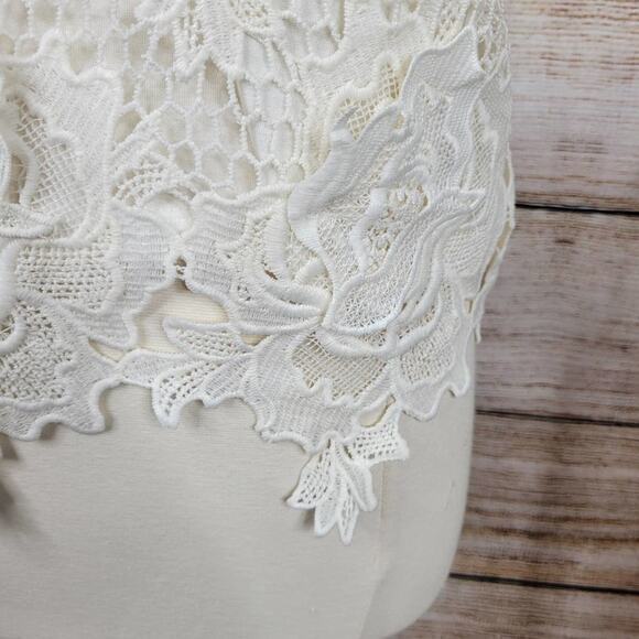 Greylin Ivory White Lace Overlay Sleeveless Tank Top Medium - Picture 4 of 8